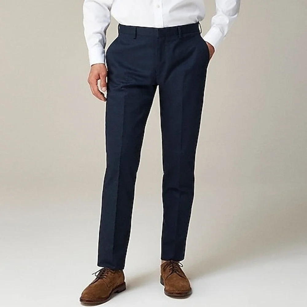 NWOT J. Crew Men's Ludlow Slim-Fit Suit Pant Italian Chino Navy Blue Size 34x30